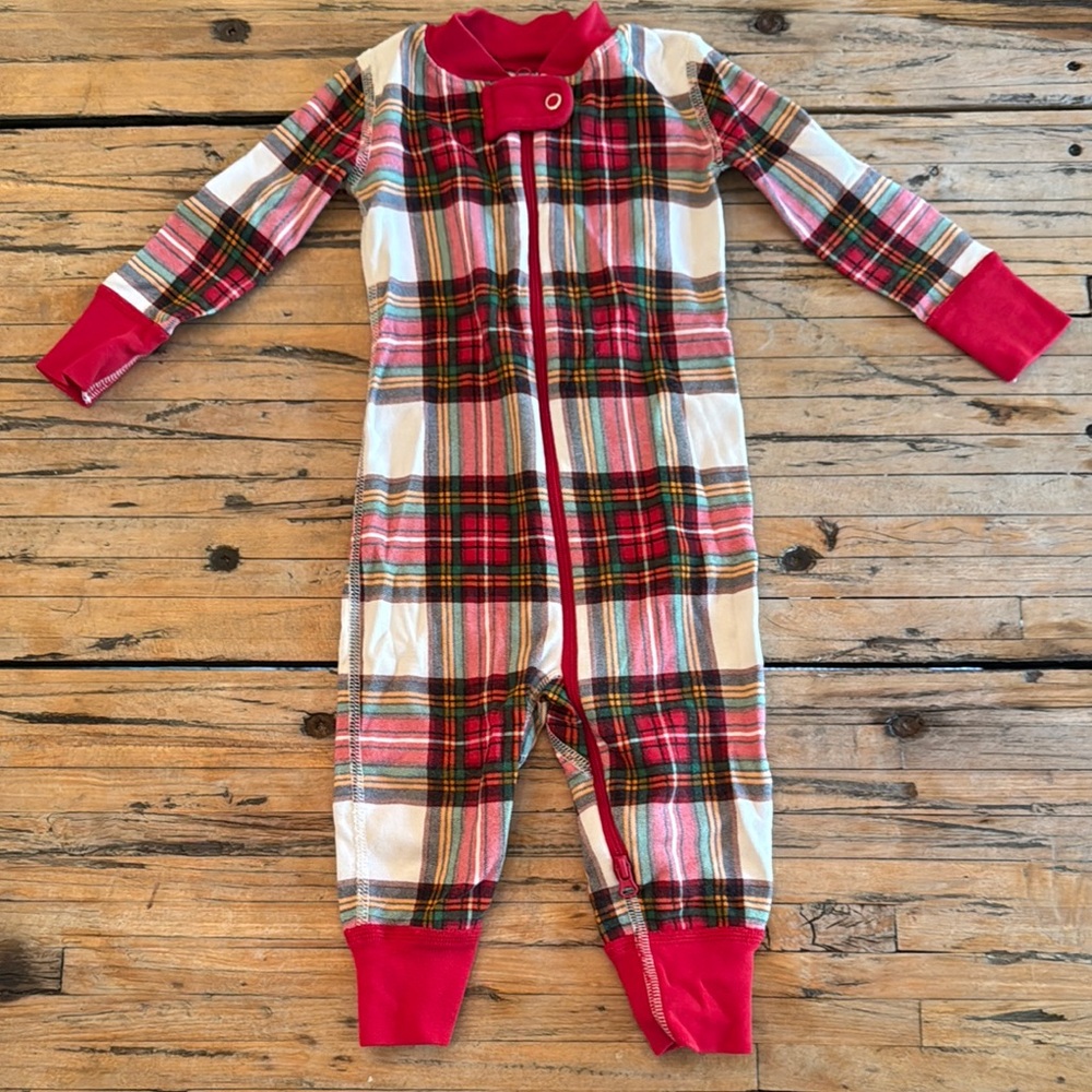 Hanna Andersson Red and Green Plaid Onesie